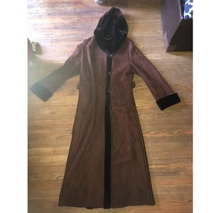 Marco Gianotti Brown Genuine Shearling Hooded Coat